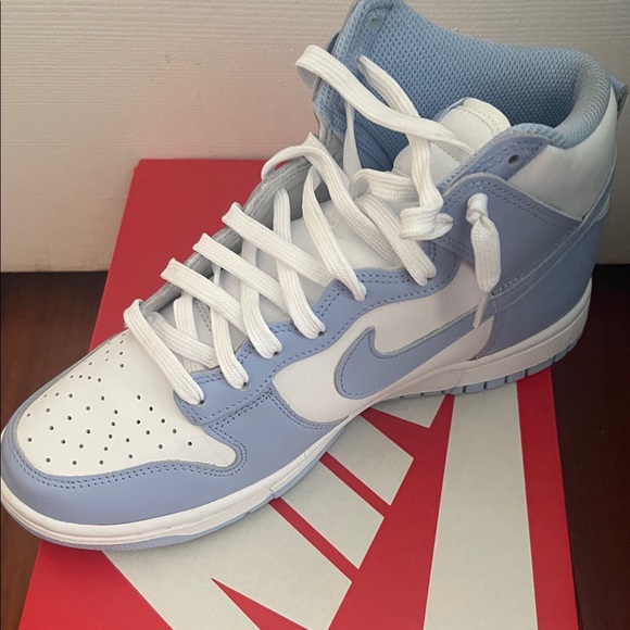 Nike Sky Blue and White High-Top Sneakers - Picture 1 of 3
